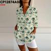 Exportación Transfronteriza Amazon Estilo Europeo y Americano Moda Camisa de Manga Tres Cuartos para Mujer con Manga Descubierta Estampado Digital 3D Colorido