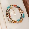 Collar Nala de Piedras Naturales de Colores para Mujer, Cadena para Clavícula de Diseño de Lujo Ligero de Nicho, Cadena para Suéter, Accesorios al por Mayor