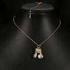 Collar con colgante de perla y cacahuete Elle Mosha para mujer, exquisito colgante con incrustaciones de circonita, cadena de clavícula, joyería