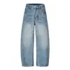 Yidao Vintage 2026 Otoño Nuevo Estilo Americano Modernos Lavados Desgastados Ojo de Gato Pierna Ancha Sueltos Corte Curvo Jeans para Hombre