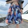 Shorts de praia Verão Masculino Fino Shorts de banho de secagem rápida Elegante Estampado Calças grandes Calças de pijama soltas Casual Calças de cinco pontos