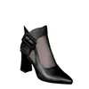 Moda Casual Nueva Primavera/Verano 2026 Botines de Malla de Cuero Calados Zapatos de Malla para Mujer Tacón Alto Zapatos de Tacón Individual Transfronterizo