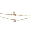 Collar de Diamante Único con Cuatro Garras Color Fuerte Duradero Moda Lujo Ligero Oro Chapado de 24K Circonita Súper Brillante Estilo Igual a Xiaohongshu de Gama Alta