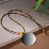 Nuevo Estilo Chino Ojo de Tigre Pequeño Thangka Pasado y Presente Estilo Tibetano Cuerda Colgante Cuerda de Collar Estilo Chino Lujo Ligero Regalo para Novia