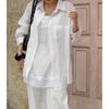 Ropa Femenina Coreana Dongdaemun Alta Calidad Otoño Color Puro Holgada Sensación Holgazana Versátil Literaria y Artística Aspecto Adelgazante Camisa