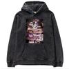 Sudadera con capucha holgada de gran tamaño con estampado de batik lavado de Naruto de animación clásica japonesa de otoño e invierno