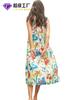Estilo Romántico Francés Holgado Casual Estilo Vacaciones en la Playa Vestido con Tirantes Estampado Venta Transfronteriza Personalizado Vestido Fresco y Dulce