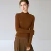 Suéter de Punto Rayado Baicai Velvet 100% Cachemira Pura Otoño/Invierno Nuevo Estilo Cuello Medio Alto Tejido sin Costuras Una Pieza Casual Versátil