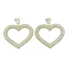Brincos Pendentes Europeus e Americanos Transfronteiriços Exagerados Oversized em Forma de Coração com Strass, Brincos de Luxo e Modernos com Pedras Completas High-End Atacado