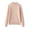 Suéter básico de cachemira de cuello medio para mujer, cachemira pura, engrosado, holgado, adelgazante, suéter de punto base, ropa interior