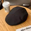 Boina de Estilo Francés para Mujer, Estilo Primavera y Otoño, Sombrero Vintage de Ala Hacia Adelante que Hace que la Cara Parezca Más Pequeña, Boina Negra de Pintor