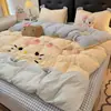 Juego de cuatro piezas de sábana de gasa con jacquard de dibujos animados, funda de edredón bordada de toalla para niña, juego de tres piezas de ropa de cama Nantong 4