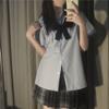 Vestido Camisa Estilo Universitario JK Uniforme Estudiante Femenina Básico Original Versátil Dulce Bordado Manga Corta Camisa