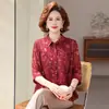 Camisa de Chifón Estampada con Mangas Tres Cuartos para Mamá, Top Floral de Verano para Mujeres de Mediana Edad, Conjunto Versátil