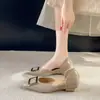 Zapatos Planos de Moda con Hebilla Cuadrada y Diseño Hueco para Mujer, Sandalias de Punta Baja, Zapatos sin Cordones Mary Jane, Sandalias Huecas Estilo Coreano