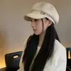 Fábrica de Sombreros Octagonales con Forma de Flor de Algodón Boina Británica al por Mayor Estilo Coreano y Japonés para Adelgazar la Cara Sombrero de Pico Artístico Sombrero de Artista