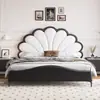 Cama Petal Branco Creme Estilo Apartamento Pequeno Quarto de Solteiro Cama de Casal Princesa Quarto Principal Estilo Francês Retrô Luxo Leve Cama de Arte em Couro