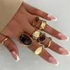 Moda Europea y Americana Transfronterizo Minimalista Juego de Anillos Tendencia Personalidad Lujo Ligero Joyería de Anillo de Gama Alta Accesorios Color Dorado para Mujeres