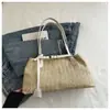 Bolsa Grande Sencilla para Mujer 2026 Verano Nueva Moda Bolso Tote Casual Tejido de Hombro Axila Bolso de Playa