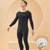 Roupa Íntima Térmica Sem Costura Escovada Masculina Lã Seda Top Forrado com Lã Espessado Outono Manga Comprida Ajuste Slim Conjunto Masculino