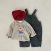 INS Primavera e Outono Masculino e Feminino Bebê Ursinho Amoroso Listrado Casual Camiseta de Manga Longa