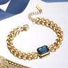 Rueda de cartas nueva cadena cubana de acero de titanio metal vintage chapado en 18K recubrimiento al vacío cristal de cuarzo pulido pulsera femenina de nicho