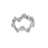 Anillo abierto geométrico estilo frío diseño de nicho femenino anillo liso moda simple personalidad anillo de pareja de circonita