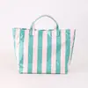Bolso de mano de PVC a rayas para mujer, bolso cruzado de gran capacidad para el trabajo, bolso de viaje portátil, bolso tote ligero y elegante