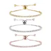 Cadena de Garra Retráctil Ajustable de Venta Caliente Transfronteriza Cadena de Uña de Cobre con Incrustaciones Completas de Diamante Circonia Pulsera Sencilla de Moda para Pareja Venta al por Mayor