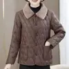 Jaqueta de Couro Espessa Forrada com Lã Materna Inverno Nova Chegada Estilo Ocidental Fashion Casaco Acolchoado de Algodão Mulheres de Meia Idade Solto Tamanho Plus Casaco Acolchoado de Algodão