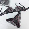 Lencería Sexy de Encaje Transfronteriza Francesa Ultradelgada con Bordado de Estampado de Leopardo Lencería Para Pechos Grandes Los Hace Ver Más Pequeños Sujetador Anticaída