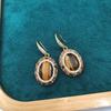 Aretes Retro de Ojo de Tigre Aretes Estilo Corte Francés con Diamantes Aretes Temperamento Femenino Joker Comercio Electrónico Transfronterizo Venta al por Mayor