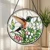 Pendente de Vidro Colorido Beija-flor Lírio Ornamento de Vidro para Casa Decoração de Janela Jardim Pegador de Sol