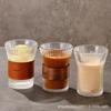 Taza de Café/Té con Oreja Colgante para el Hogar con Rayas Verticales y Diseño de Cintura de Órgano Taza de Leche para Desayuno Japonés con Tapa de Vidrio