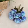 Ramo de rosas artificiales de 7 cabezas, flores falsas para decoración de sala de estar en casa, arreglo para escena de boda, Amazon transfronterizo