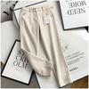 ¡Buen ajuste para el otoño y el invierno! ¡Calcetín doble! Pantalones Casuales de Lana con Textura de Sarga, Versátiles y Prácticos, Pantalones Rectos para Mujer