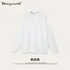 Bm Customização 2025 Outono Marca Americana Tendência Lavada Desgastada Oversize Gola Redonda Solta Manga Longa Camiseta para Homens