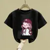 Camiseta Casual Infantil de Manga Curta para Meninas, Algodão Puro, Novo Modelo 2026