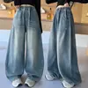 Jeans de Pierna Ancha Azul Claro para Niñas de Otoño, Holgados y Largos hasta el Suelo, Nuevos Pantalones Casuales Modernos 2026 para Niños Mayores