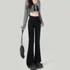 Jeans de Campana Personalizados de Cintura Alta Estilo Coreano para Mujer, Nuevos de Primavera y Otoño Versátiles de Pierna Ancha Largos hasta el Suelo Bootcut Tendencia