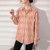 Manga comprida camisa listrada camisa feminina de baixo design top senso nicho temperamento suave camisa design casual