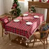 Toalha de mesa de Natal transfronteiriça, pano decorativo com atmosfera xadrez vintage, toalha de mesa de centro, toalha de mesa de cozinha para festa de fim de ano