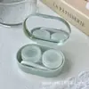 Fornecimento Direto da Fábrica com Espelho, Série de Cores Sólidas Creme, Estojo Minimalista para Lentes de Contato, Caixa Acompanhante, Cuidado Portátil