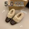 Zapatos de Algodón Estilo Coreano Cálido 20255 con Aumento de Altura Interior, Nuevos Zapatos Mary Jane Franceses de Otoño e Invierno con Piel cm Cálido