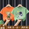 Camiseta de Manga Corta para Niños 2026 Verano Nuevo Estilo Estilo Coreano Algodón Puro Holgada para Niños Pequeños y Medianos Camiseta de Media Manga para Niños