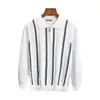 Suéter Polo para Hombre Estilo Old Money con Cuello Camisero, Media Cremallera, Tejido de Punto de Manga Larga Rayado para Primavera, Otoño, Invierno, Venta al por Mayor de Fábrica Transfronteriza