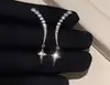 2025 Novos Brincos Populares de Estrela com Fileira de Diamantes Luxo Acessível Moda Design de Ponta Brincos Brilhantes para Mulheres