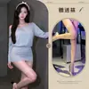 Estilo Puro y Atractivo de Hemei Morado Espalda Descubierta Un Hombro Manga Larga Ajustado al Cuerpo Uniforme Lencería Sexy Ropa de Dormir Seductora