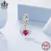 Aiful Plata de Ley S925 Moda Clásica Colgante de Zirconia en Forma de Corazón Versátil DIY Abalorios de la Suerte en Forma de Corazón Abalorios Sueltos