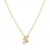 Collar de Perlas de Agua Dulce con Hebilla Retro Ot de Venta Caliente Europea y Americana para Mujer, Joyería de Acero de Titanio de Lujo Ligero de Nicho para Verano al por Mayor